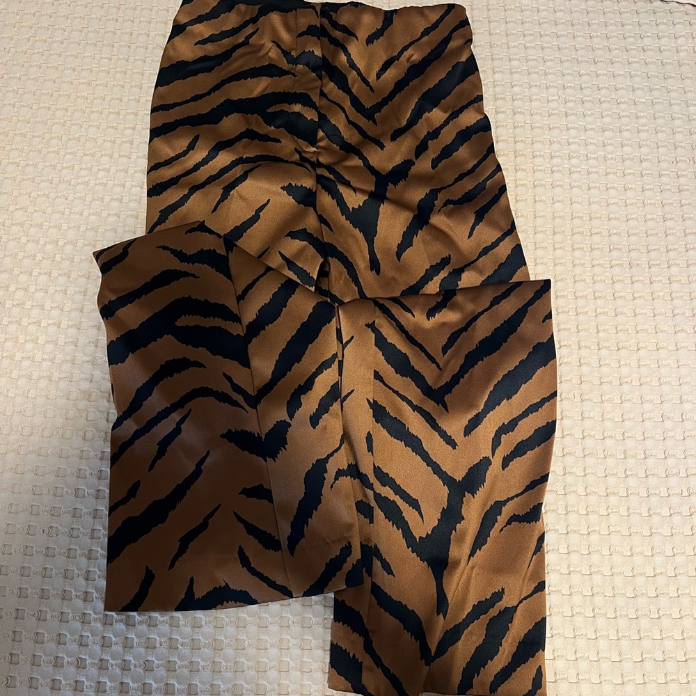 Zara Black and Brown Tiger Print Pants